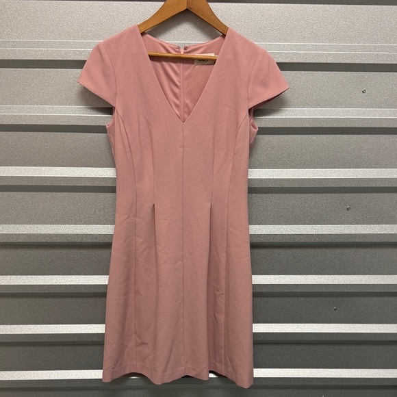 Eliza J Dresses & Skirts - Eliza J Womens Pink V Neck Fit and Flare Dress Evening Wedding Guest Valentines